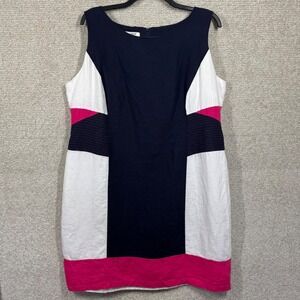 Lino USA Luxe Color Block Linen Dress‎ Women's 4X Career Colorful Church